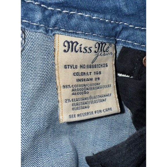 Miss Me Cuffed Skinny Jeans Womens 26 Light Wash‎ Embellished Denim Western - Picture 12 of 15